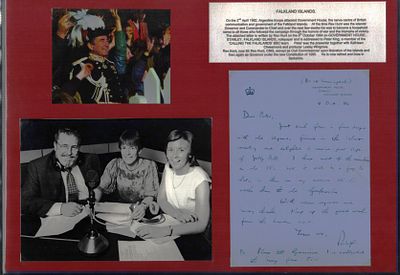 Sir Rex Hunt CMG mounted ALS dated 9th October 1984 on Government House Stanley , Falkland