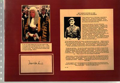 Sir Tasker Watkins VC mounted signature piece includes signed white card , colour photo and bio