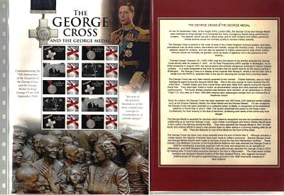 The George Cross and George Medal stamp sheet commemorating 75th Anniversary of the Inception