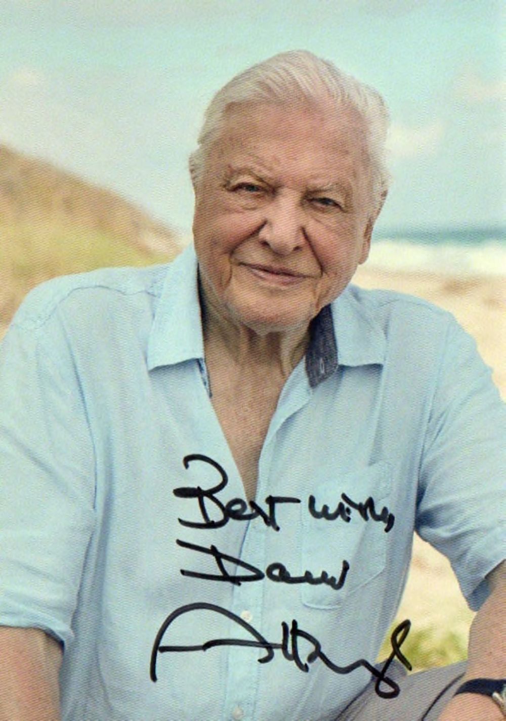 Lot 464: Sir David Attenborough signed Postcard picture of the...
