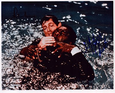 James Bond - Roger Moore and Yaphet Kotto (as Kananga, Mr. Big) a dual signed 10x8 inch photo