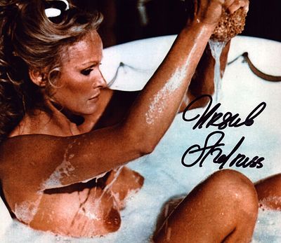 Ursula Andress - a signed 9x8 inch photo. Famous for her two earlier James Bond appearances as