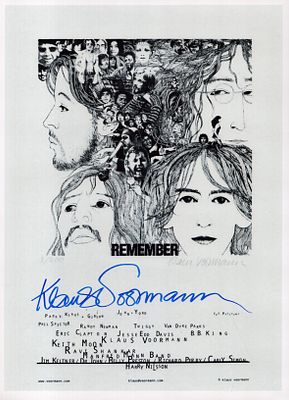 Klaus Voormann, German artist and musician. A signed 11x8 inch photo on satin sheen paper, a