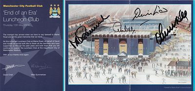 Autographed MANCHESTER CITY 2003 - A superbly produced menu for the last ever Luncheon at Maine