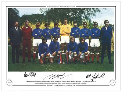 Autographed RANGERS 1972 - Col limited edition measuring 16 x 12, depicting Rangers players