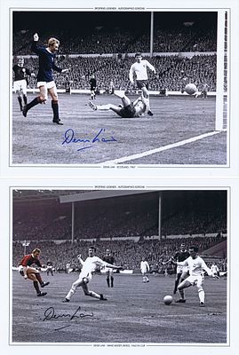 Autographed DENIS LAW 1963 / 1967 - Photographic Editions measuring 16 x 12 depicting the