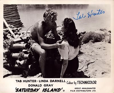 TAB HUNTER (1931-2018) Actor signed ‘Saturday Island’ 8x10 Lobby Photo Good condition. All