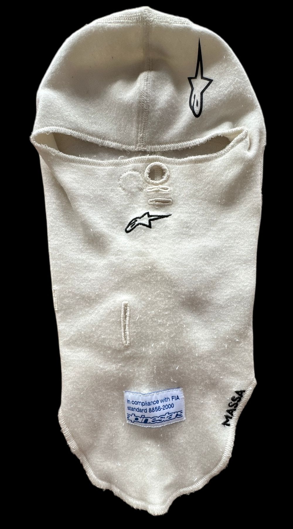 Lot 154: Formula One Felipe Massa owned balaclava hood used...