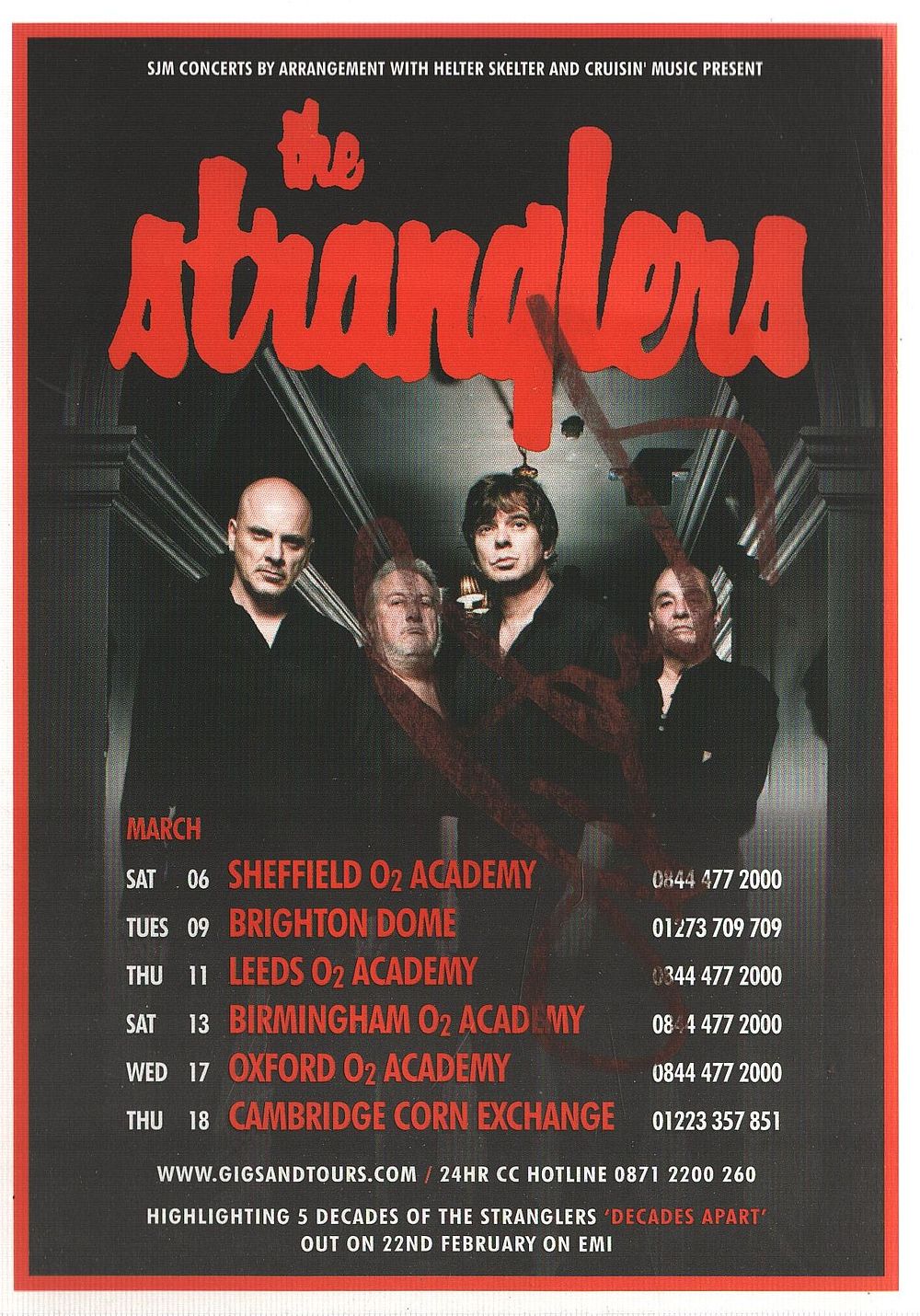 Lot 161: Jet Black of the Stranglers signed 6x4inch flyer....