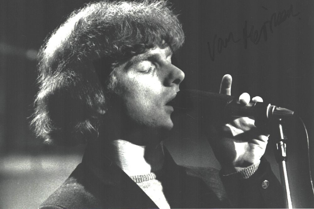 Lot 162: Van Morrison signed 12x8inch black and white photo....