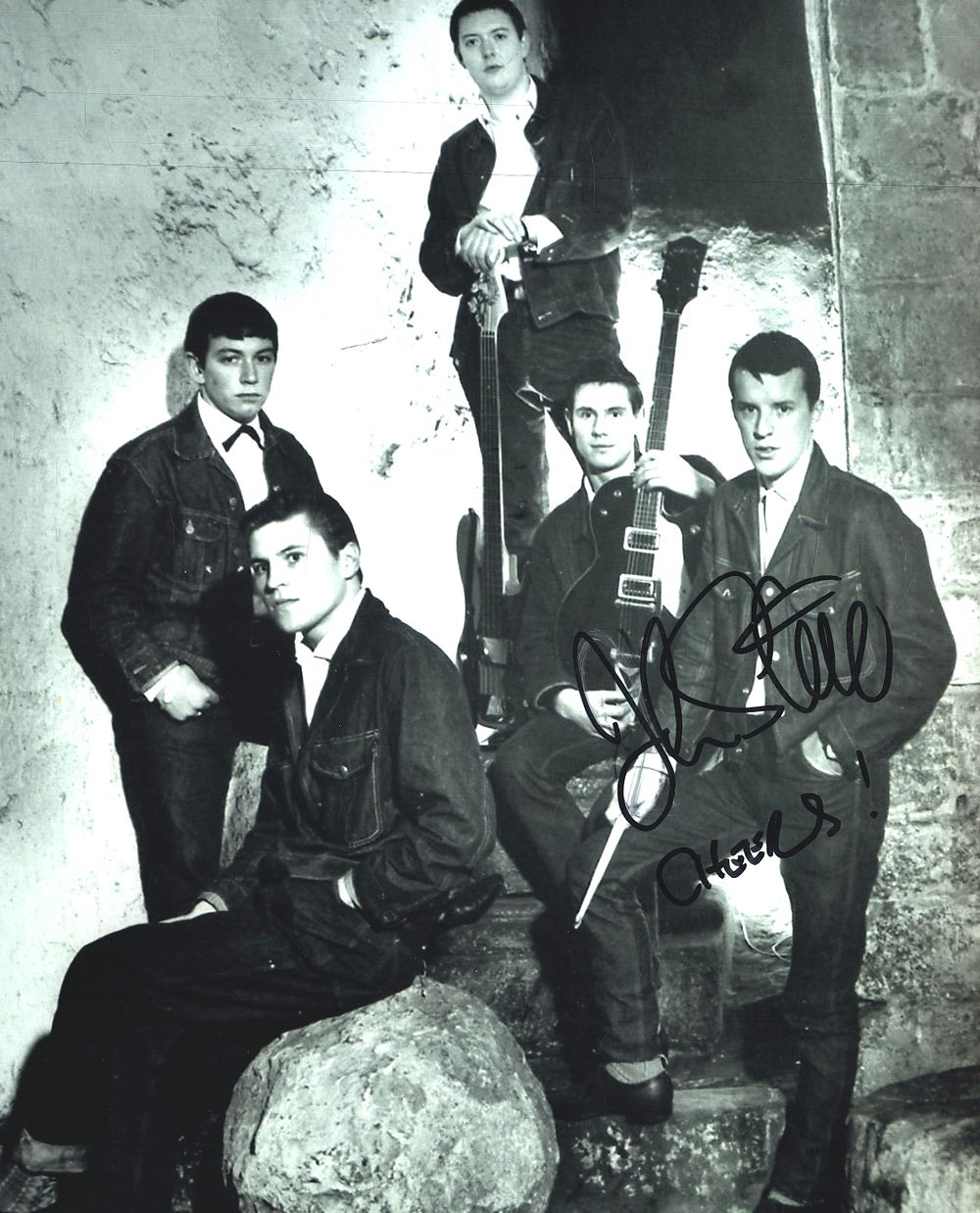 Lot 164: John Steel of The Animals signed 10x8inch black...