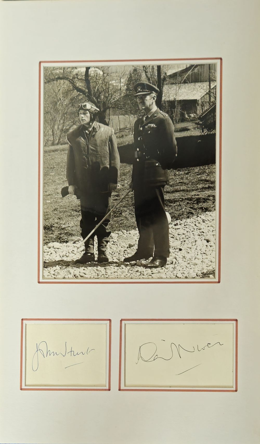 Lot 248: John Hurt and David Niven signature pieces mounted...