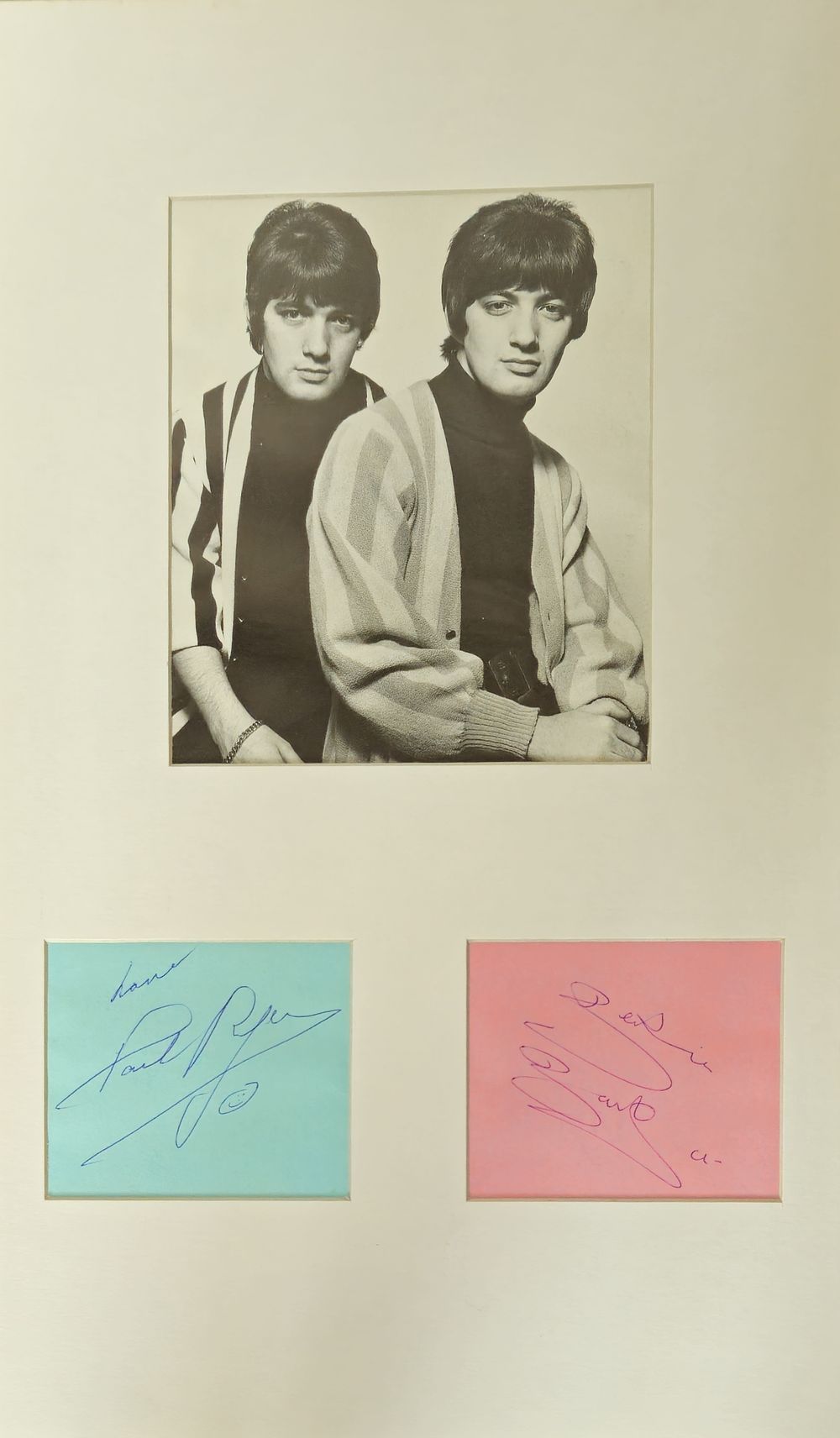 Lot 251: Paul and Barry Ryan signature pieces mounted below...