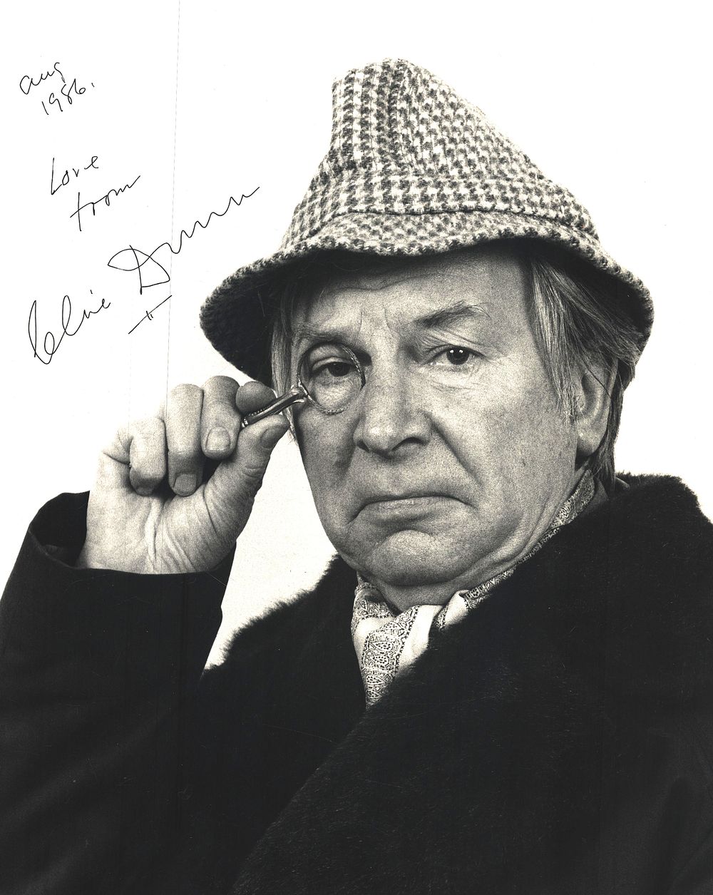 Lot 253: Clive Dunn signed 14x14inch black and white photo....