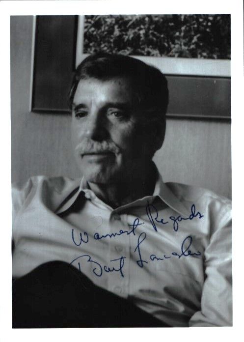 Lot 310: Burt Lancaster signed 7x5inch black and white photo....
