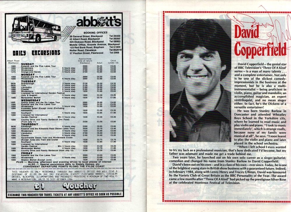 Lot 338: David Copperfield signed vintage Showtime 84 North Pier...
