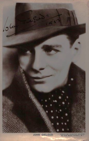 Lot 343: Sir John Gielgud signed 6x4inch black and white...