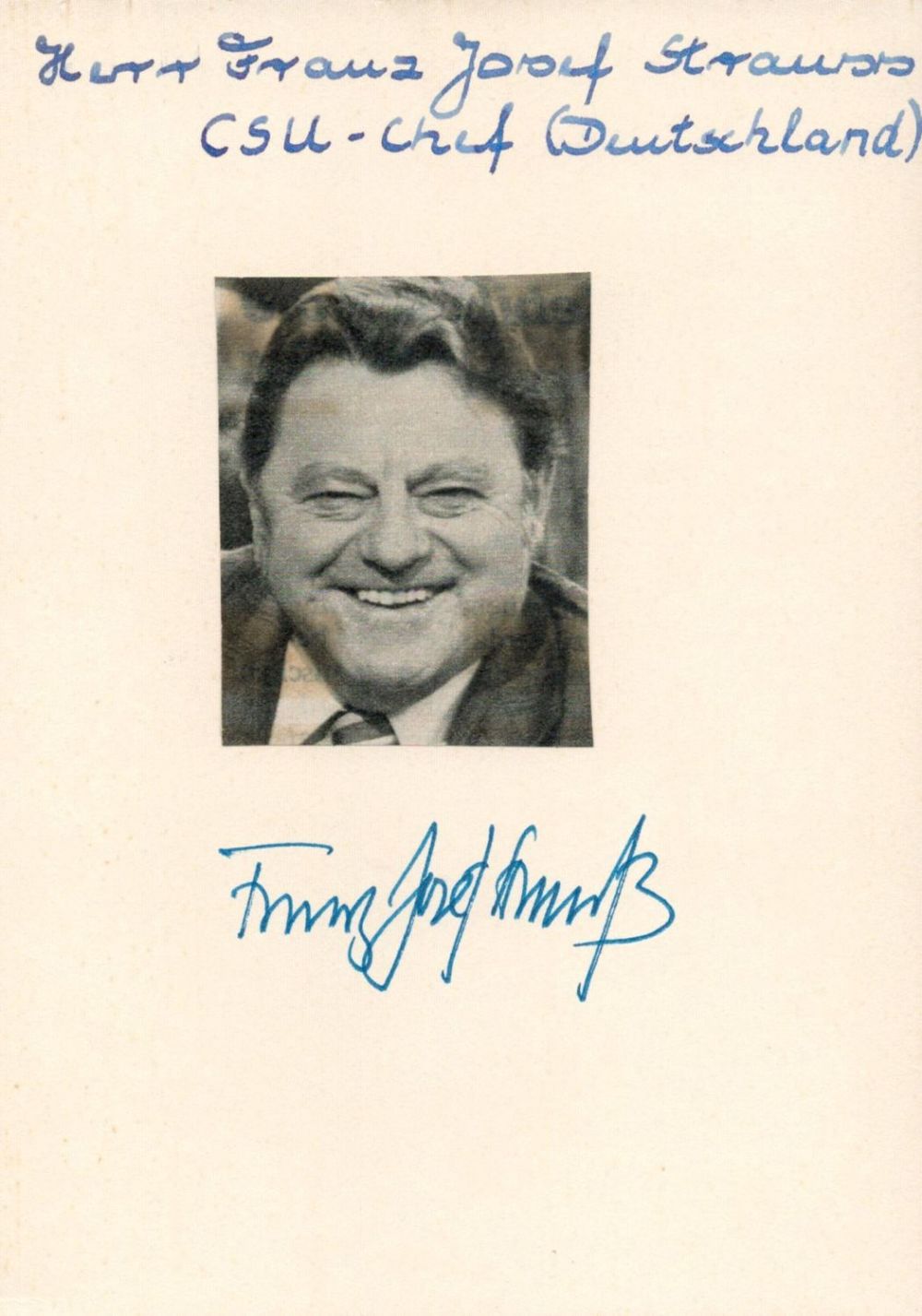 Lot 644: German 1949 Politician Franz Josef Straus Signed 6x4...