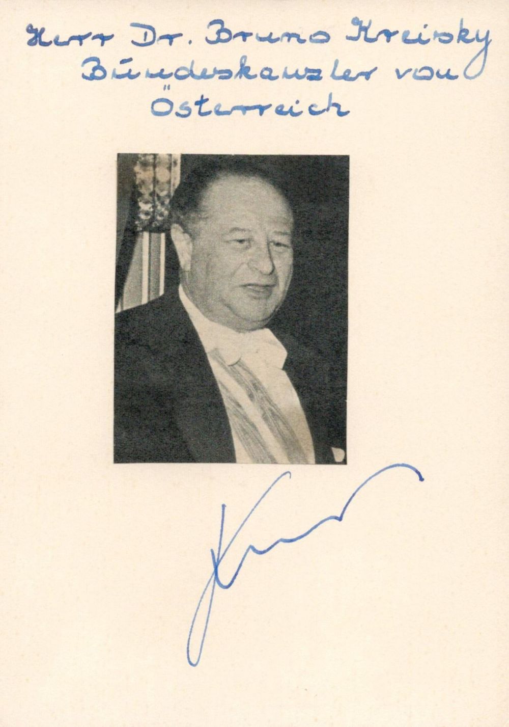Lot 648: High Ranking Austrian Politician Bruno Kreisky Signed 6x4...