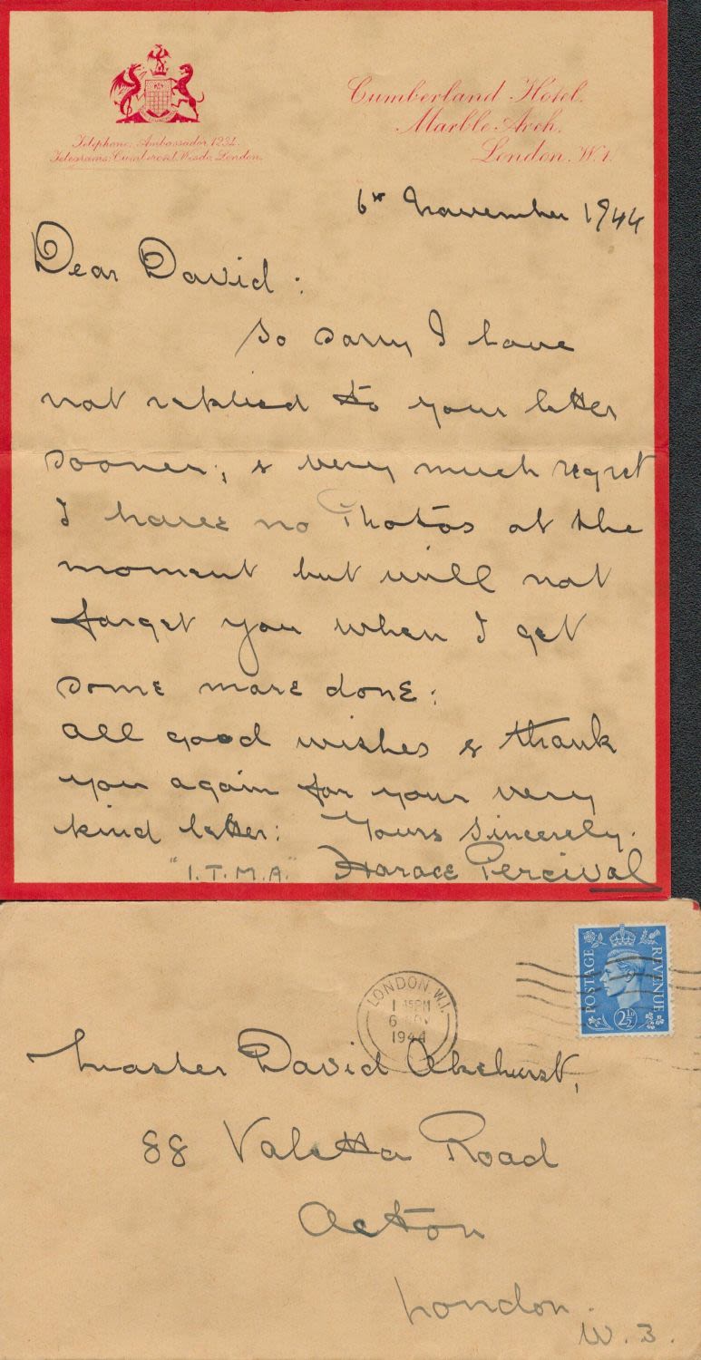 Lot 658: British Actor Horace Percival Signed ALS dated 6th...