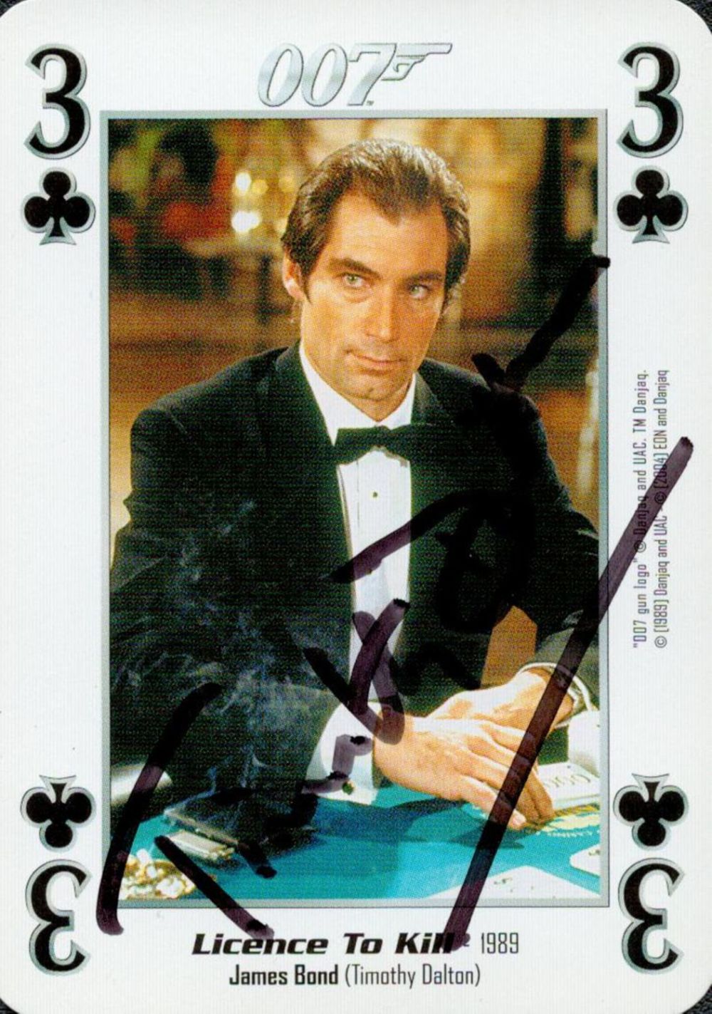 Lot 662: Timothy Dalton, a signed 3. 5x2. 5 James...