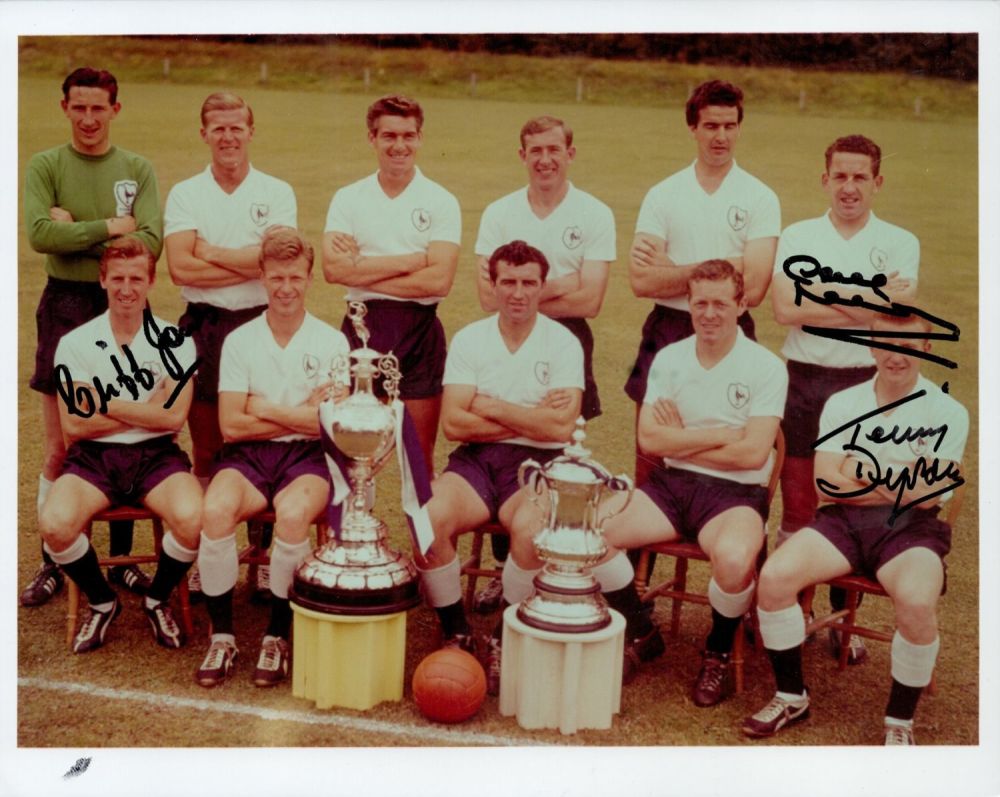 Lot 682: Cliff Jones, Dave Mackay and Terry Dyson signed...