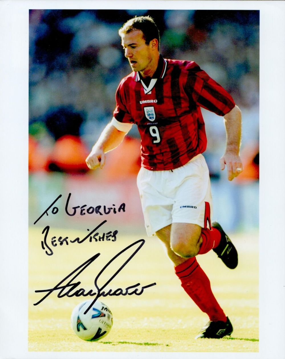 Lot 683: Alan Shearer signed 10x8 colour photo dedicated pictured...