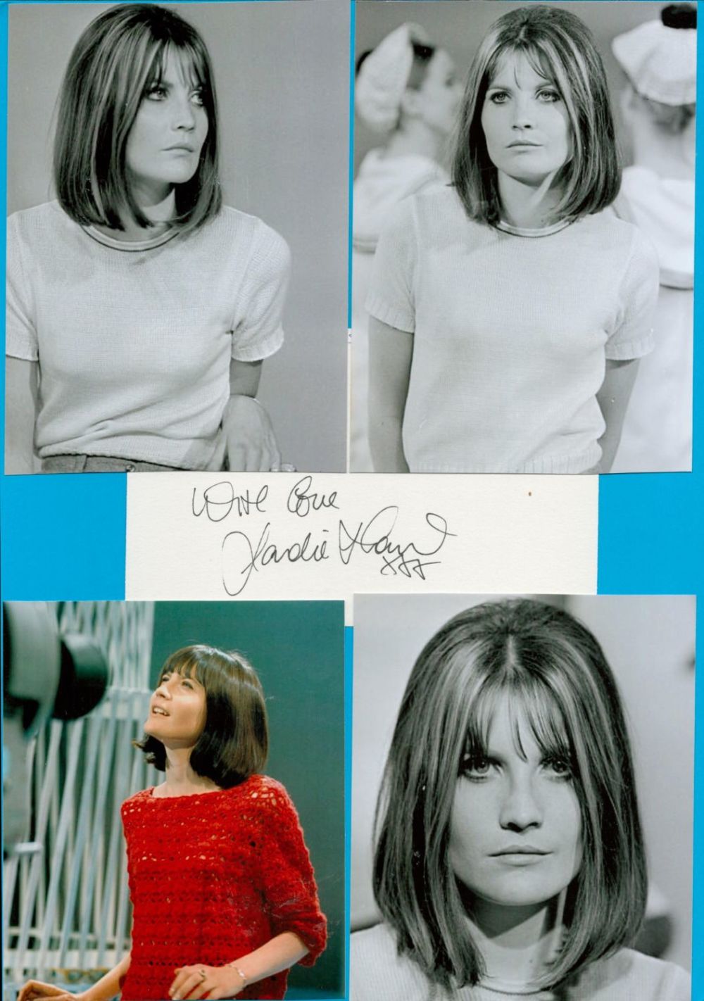 Lot 720: English Singer Sandie Shaw MBE Signed signature piece...