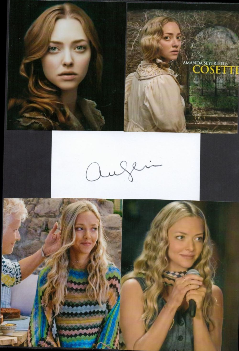 Lot 727: Actress Amanda Seyfried Signed Signature page with 7...