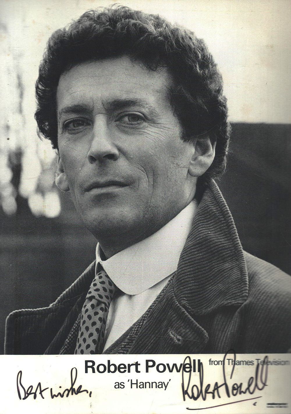 Lot 155: Robert Powell signed 7x5inch black and white promo...
