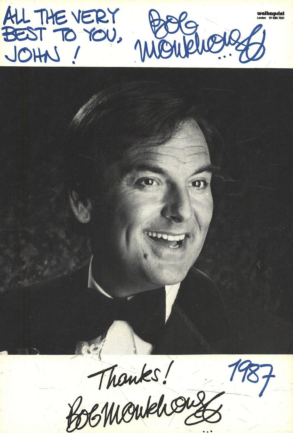 Lot 157: Bob Monkhouse signed 6x4inch black and white promo...