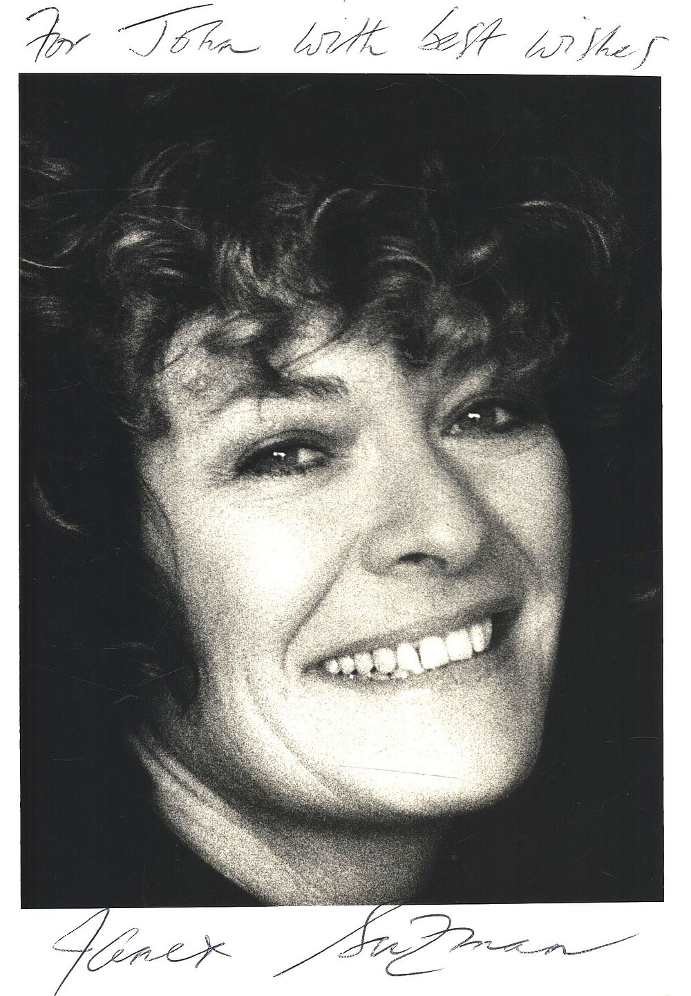 Lot 161: Janet Susman signed 7x5inch black and white photo....