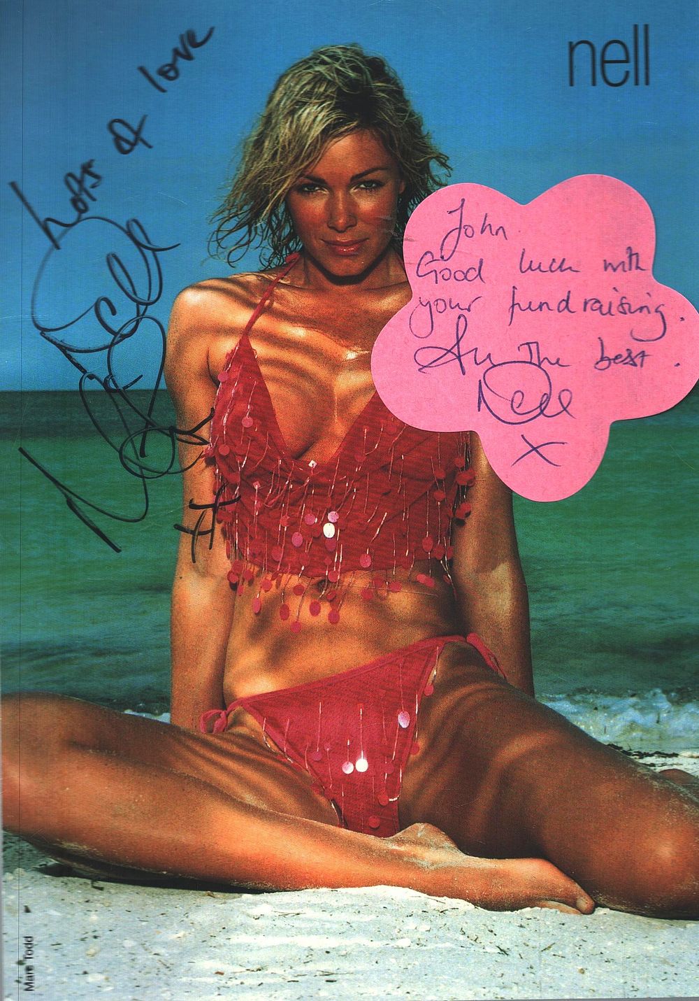 Lot 179: Nell McAndrew irregular cut signature piece affixed to...