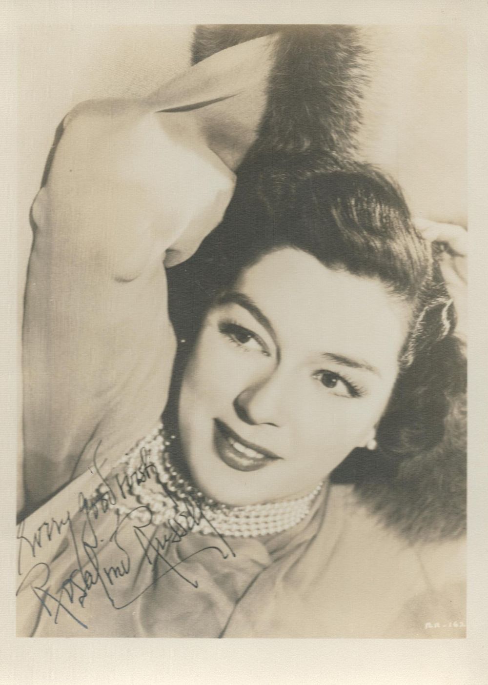 Lot 212: Rosalind Russell American actress signed 7x5 inch black...