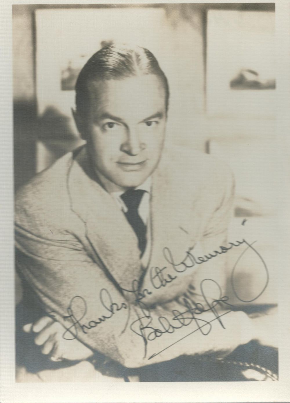 Lot 218: Bob Hope American Entertainer signed 7x5 inch black...