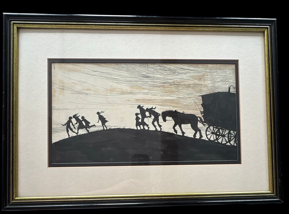 Lot 310: Silhouette Artwork depicting a scene with people and...