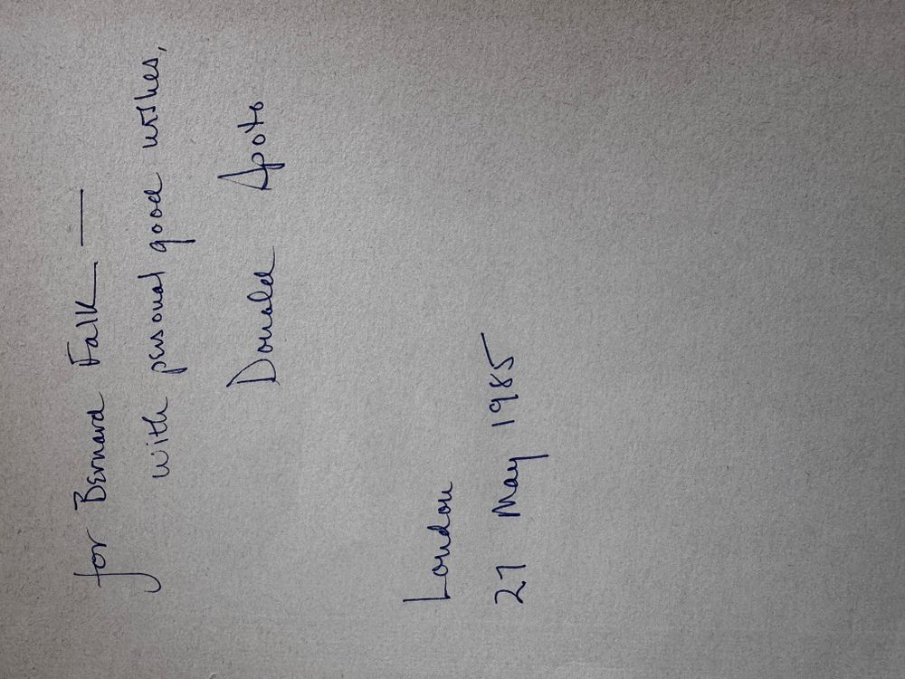 Lot 326: Donald Spoto signed blank book page. Inscribed and...