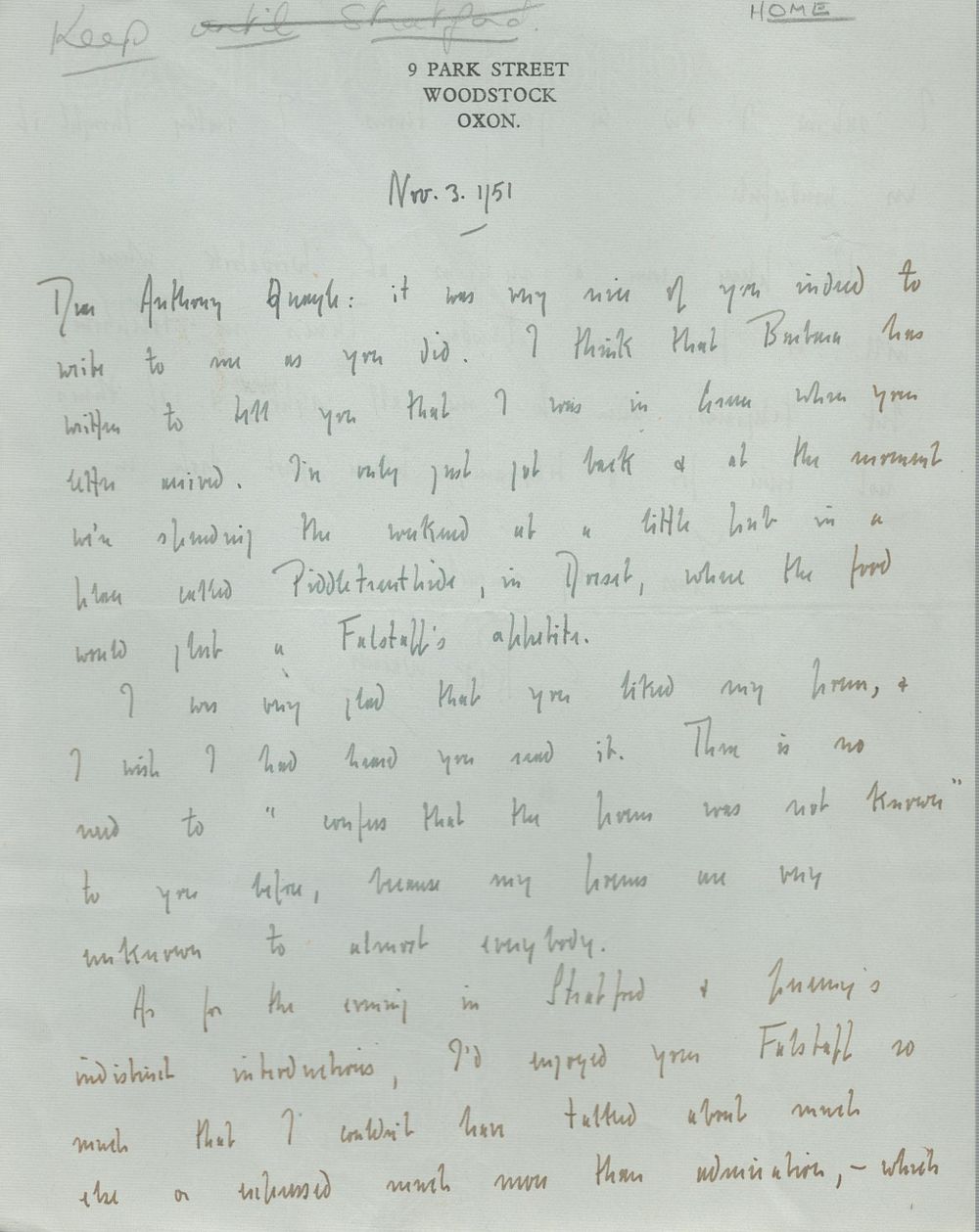 Lot 355: Rex Warner British Classicist and Writer, signed handwritten...