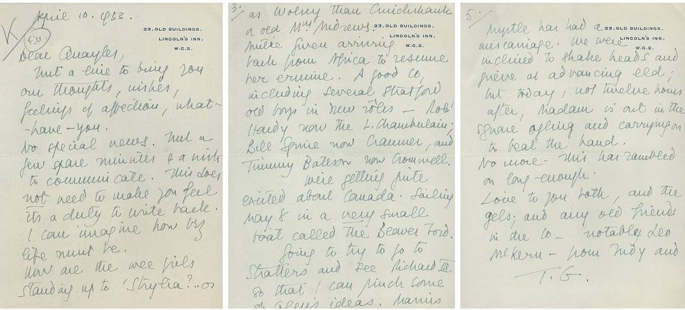 Lot 358: Tyrone Guthrie British Actor and Director signed handwritten...