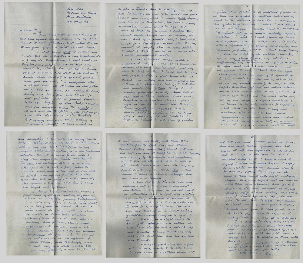Lot 362: Alec Guinness handwritten correspondence letter signed Alec dated...