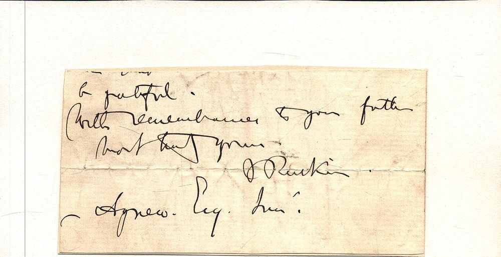 Lot 373: John Ruskin clipped signature piece. Good condition. All...