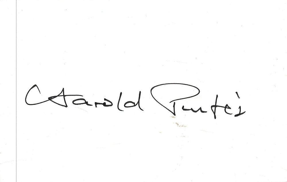 Lot 377: Harold Pinter signed white card with newspaper article....