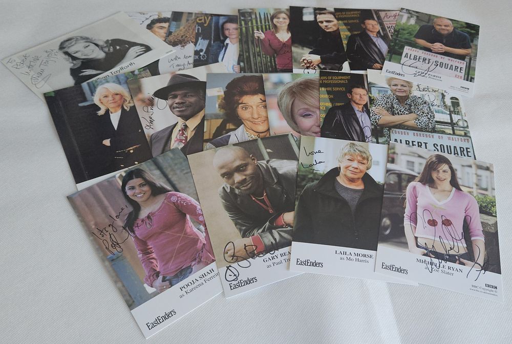Lot 378: Eastenders signed 6x4inch promo photo collection. 15+ included....