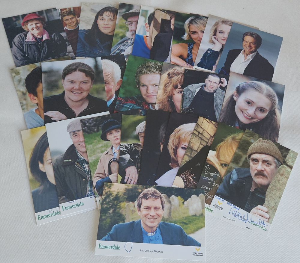 Lot 382: Emmerdale signed 6x4inch promo photo collection. 20+ included....