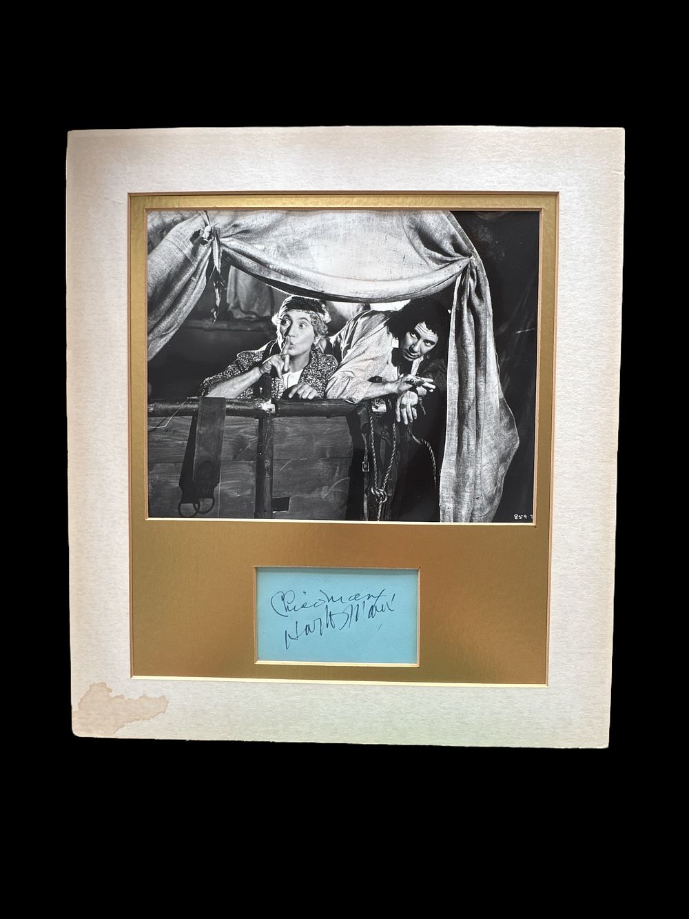 Lot 395: Chico and Harpo Marx signature piece with black...