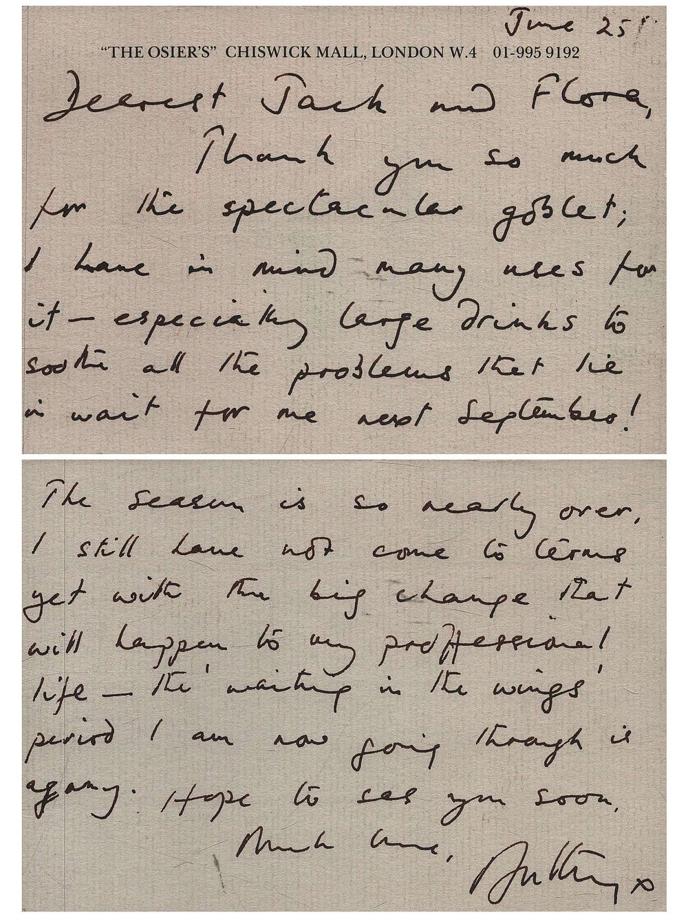 Lot 422: Anthony Dowell ALS. Ballet dancer. Good condition. All...