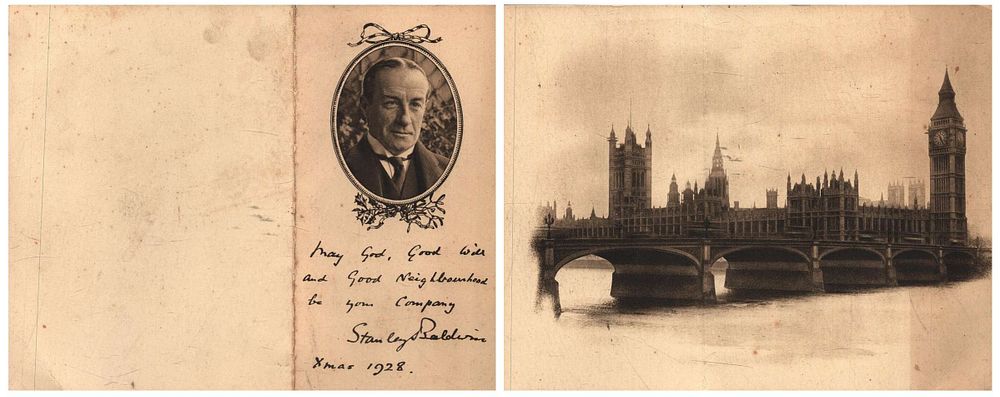 Lot 436: Stanley Baldwin signed Christmas card. Good condition. All...
