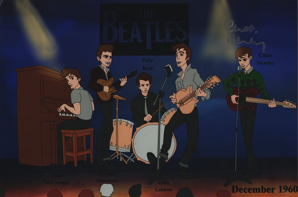 Lot 468: Chas Newby signed 'The Beatles Cartoon' 12x8 inch...