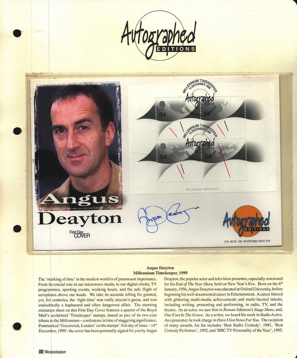 Lot 481: Angus Deayton signed autographed editions FDC. Good condition....