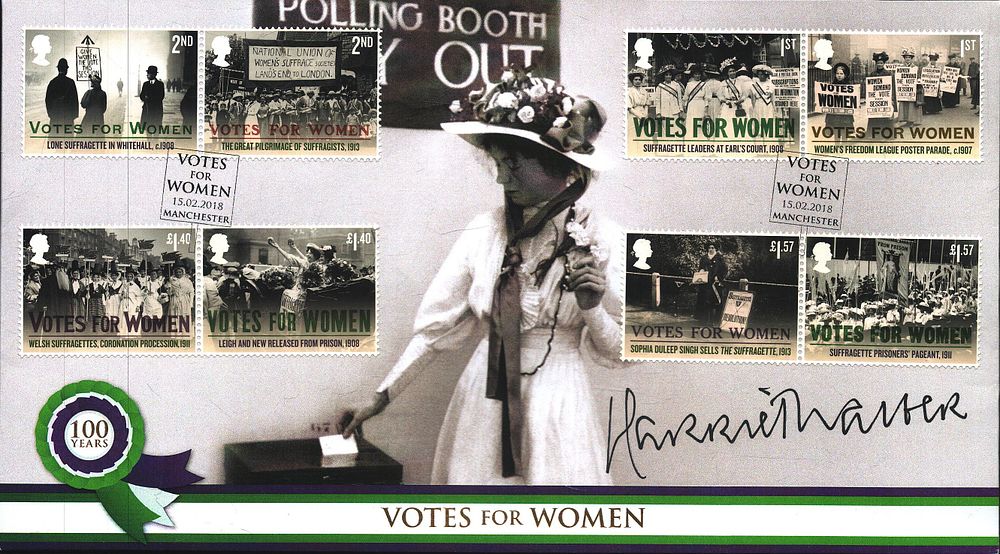 Lot 492: Dame Harriet Walter signed Votes for Women FDC....